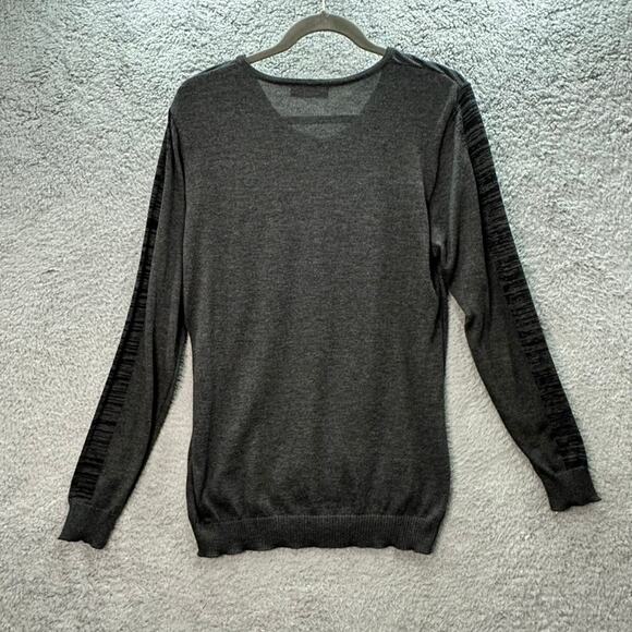 Leif Nelson Men's Large Gray Knit Sweater V-Neck Soft Casual Stretch Comfort EUC - Picture 9 of 9